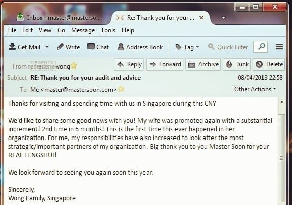 Testimonial from Singapore, Mr. Wong on 08 Apr 2013